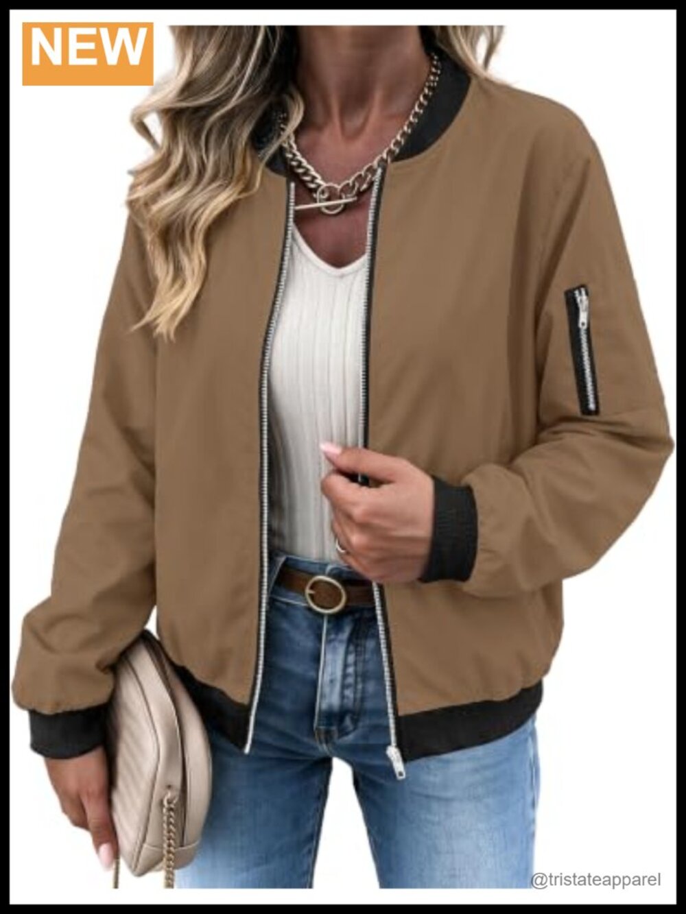 Women's Bomber Jacket Lightweight Zip Up Casual Coat with Pockets